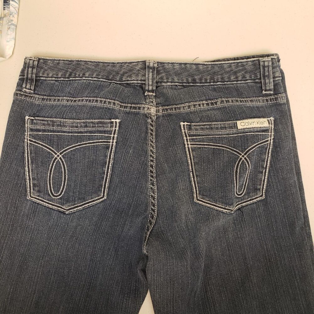 Calvin Klein Womens Jeans Back Pocket Design Skinny Sz 10 Dark Blue Cowgirl Slim